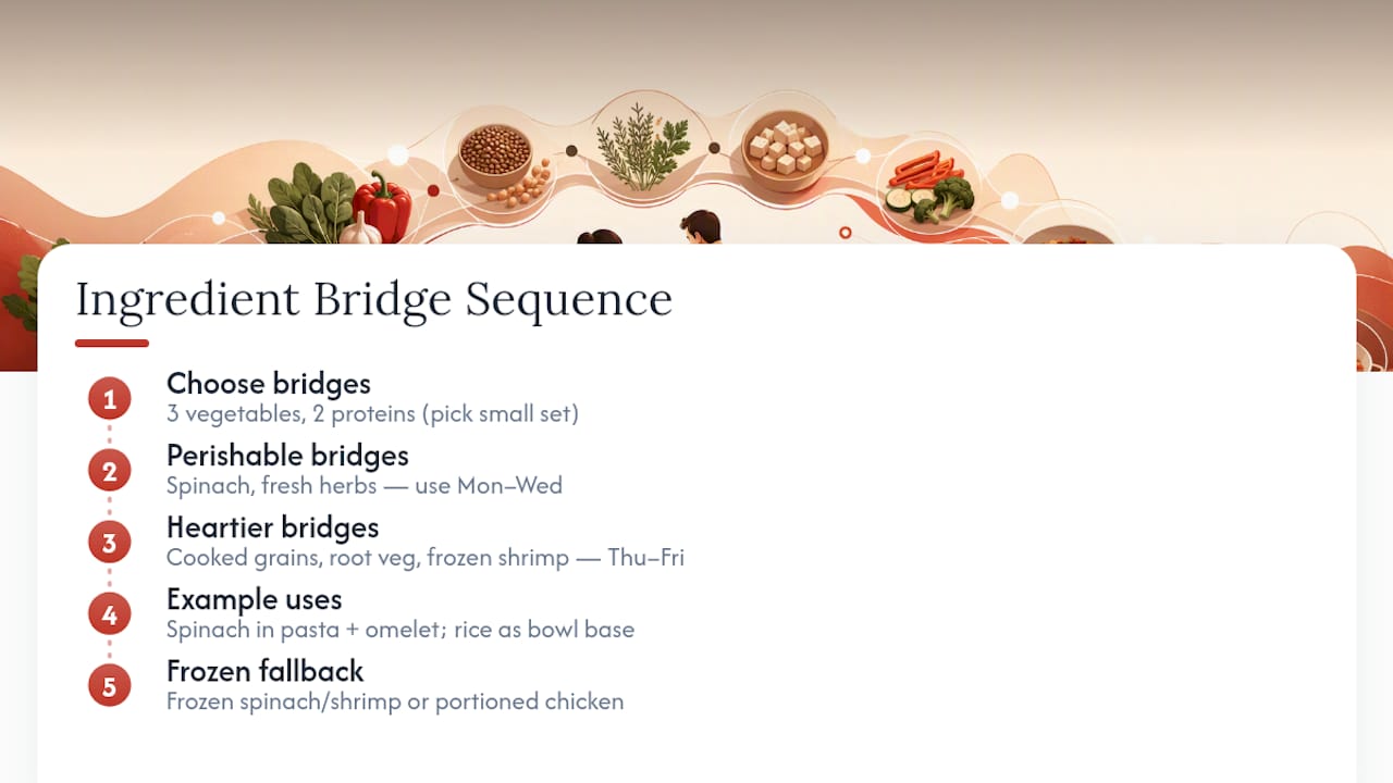 Diagram of ingredient bridge strategy for meals
