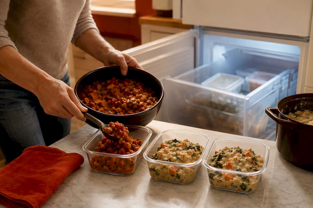 Freezer portions prepared for future dinners