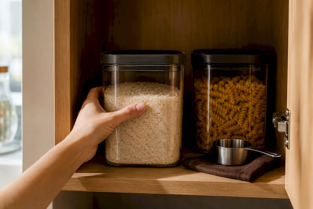 Rice and pasta pantry stock containers