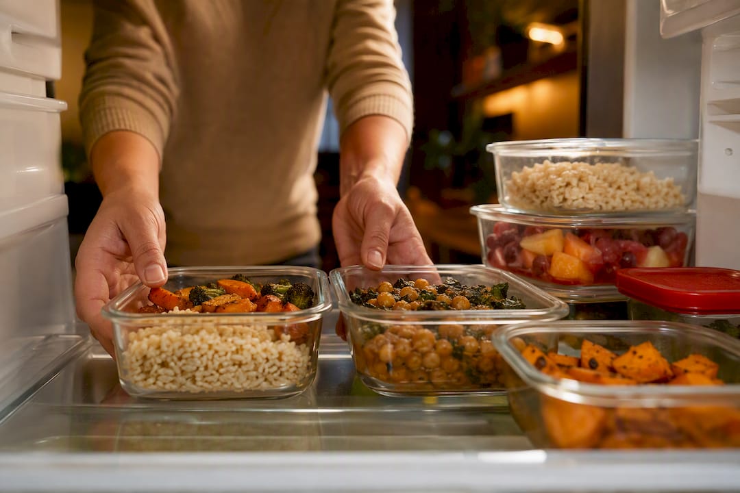 Allergy-friendly meals arranged in refrigerator