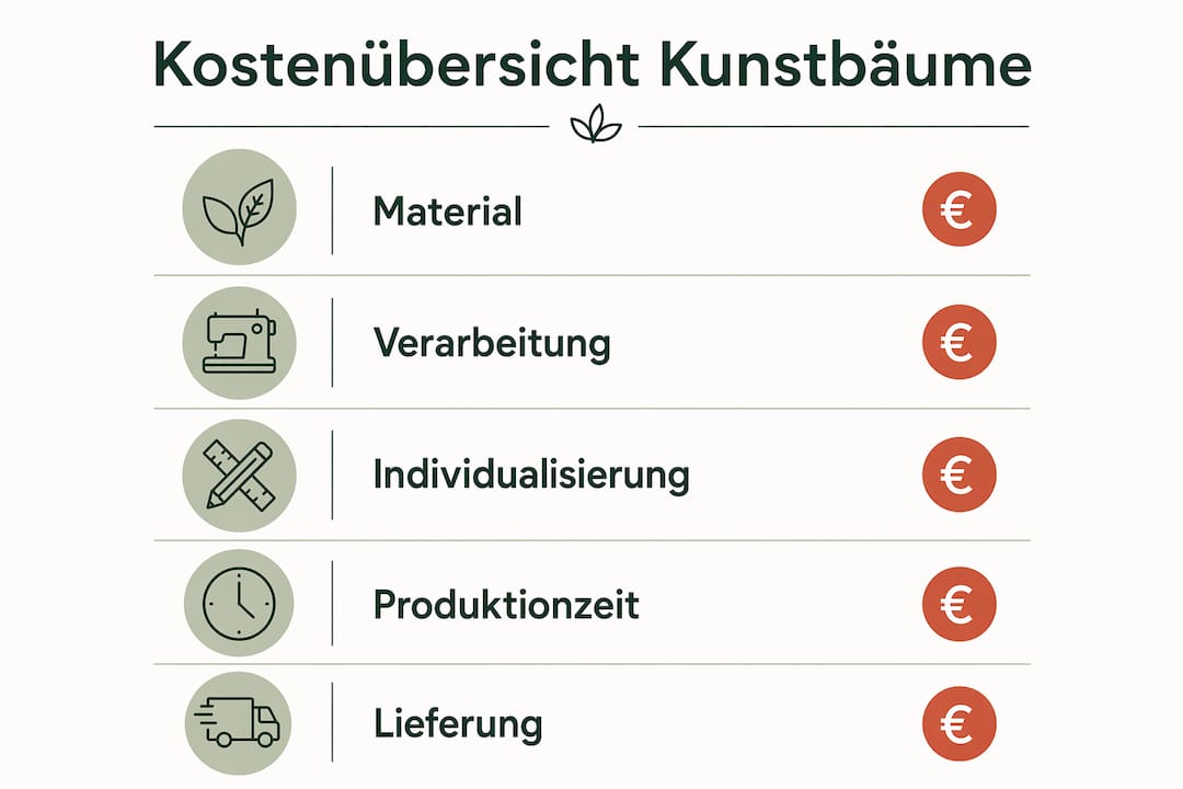 Diese Infografik bietet einen anschaulichen Überblick über die Kosten von künstlichen Weihnachtsbäumen.