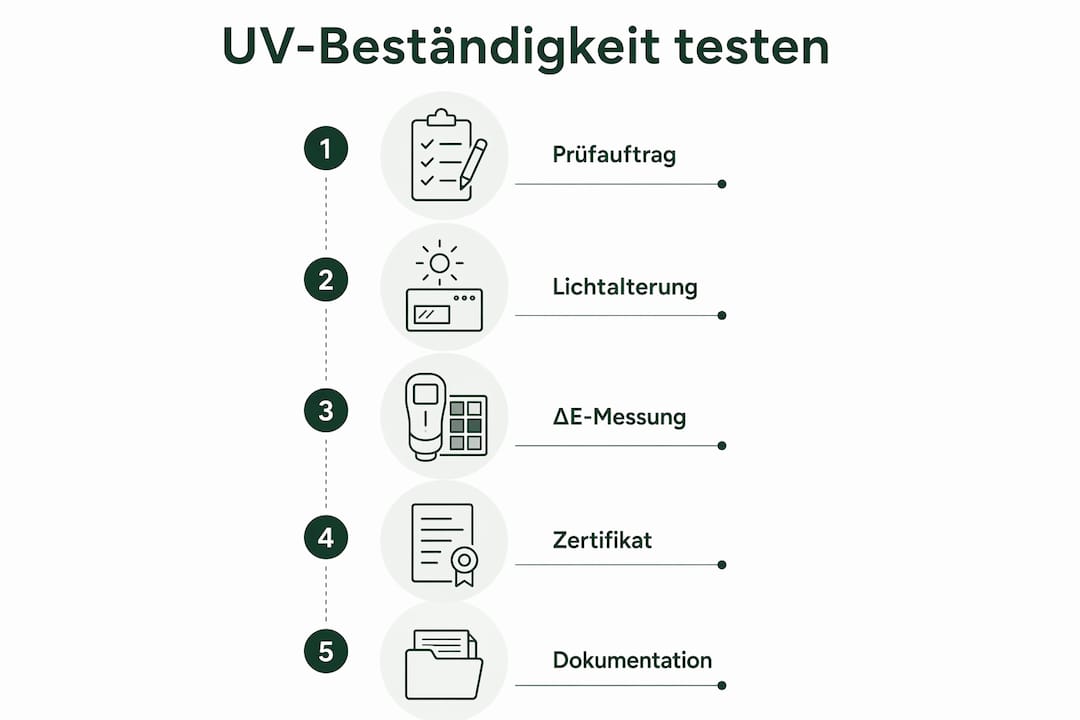 Infografik: So läuft die Prüfung der UV-Beständigkeit ab