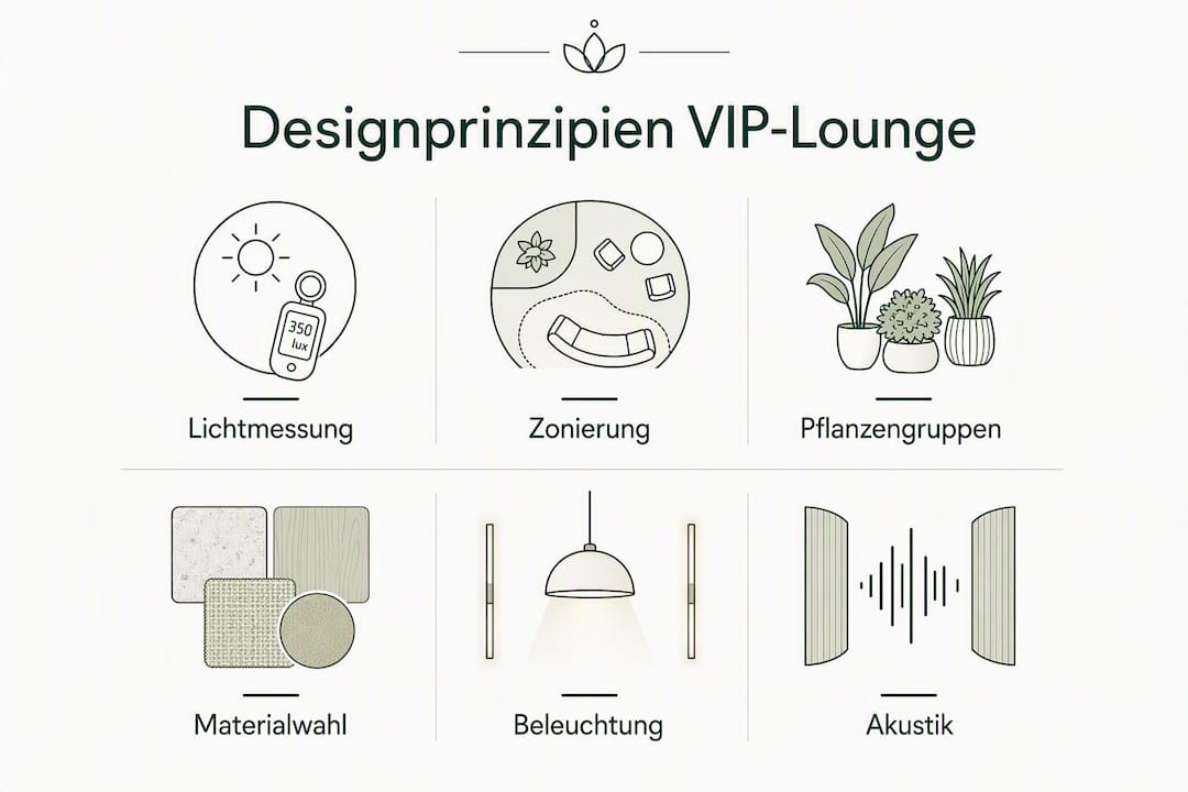 Übersicht: Gestaltungsgrundsätze für exklusive VIP-Lounges mit grüner Wohlfühlatmosphäre