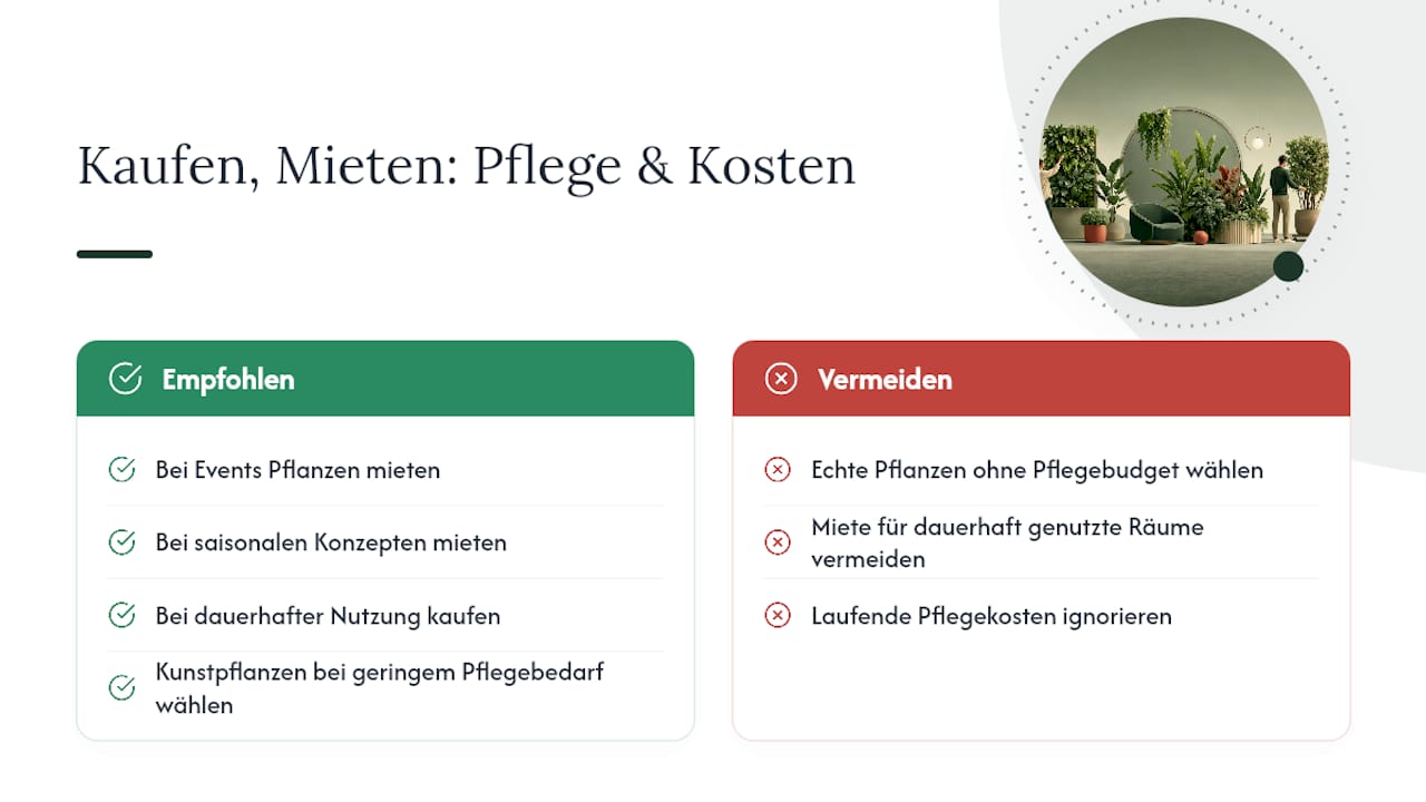 Vergleich von Anschaffungskosten und Haltbarkeit: künstliche Pflanzen versus echte Pflanzen