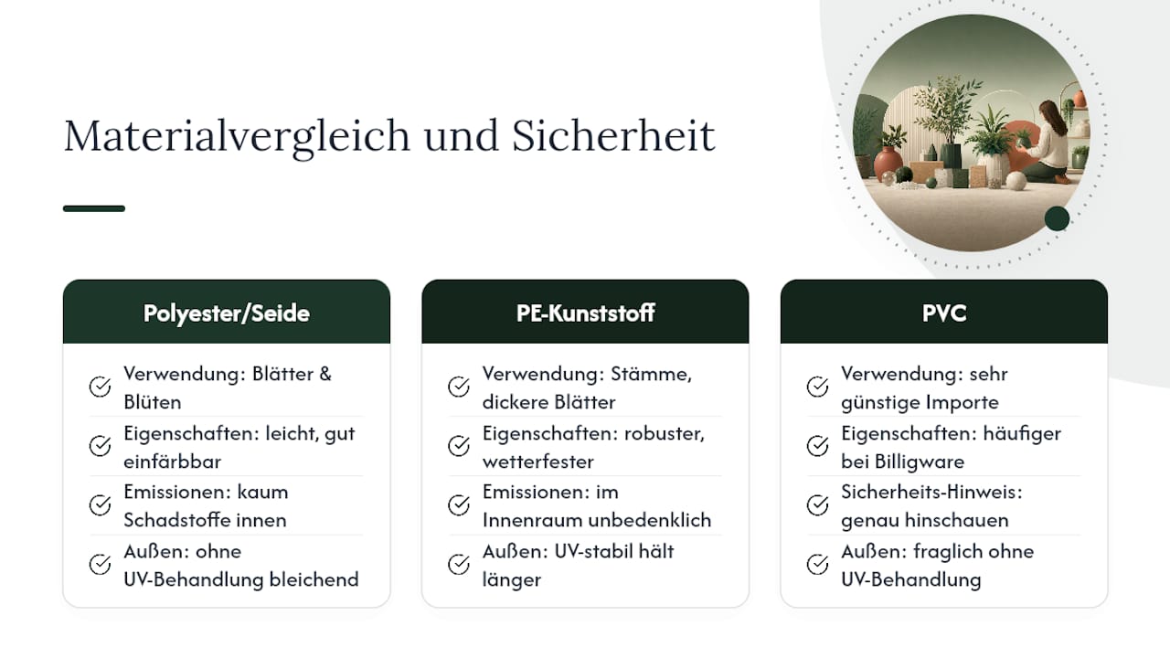 Welche Materialien stecken in Kunstpflanzen und wie sicher sind sie? — overview diagram
