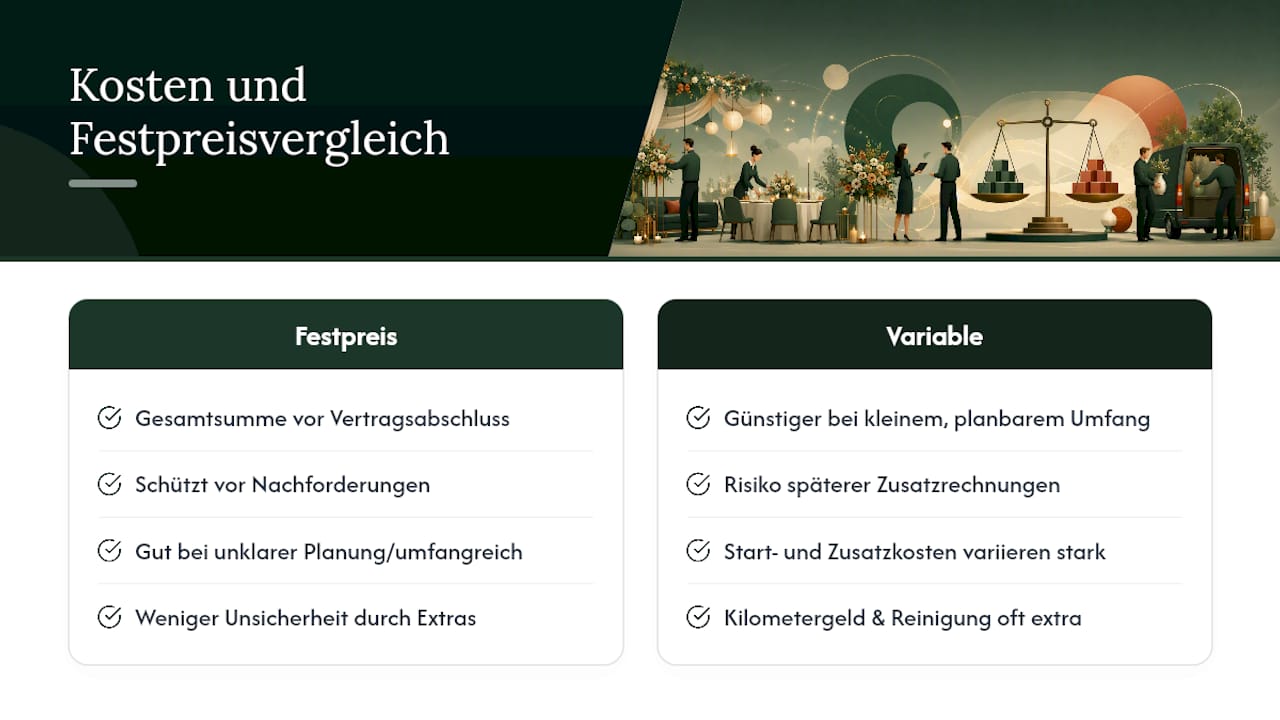 Wovon hängen die Kosten ab und was bringt ein Festpreis? — overview diagram
