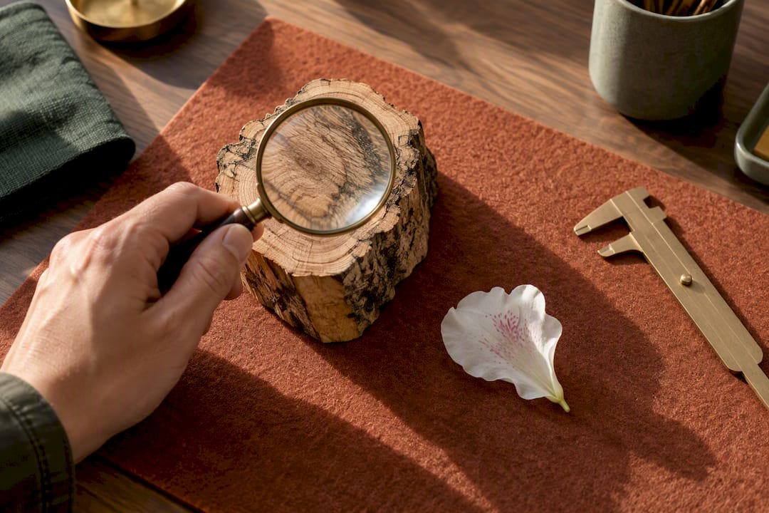Materialprüfung von Azaleenholz und Polymerblüten