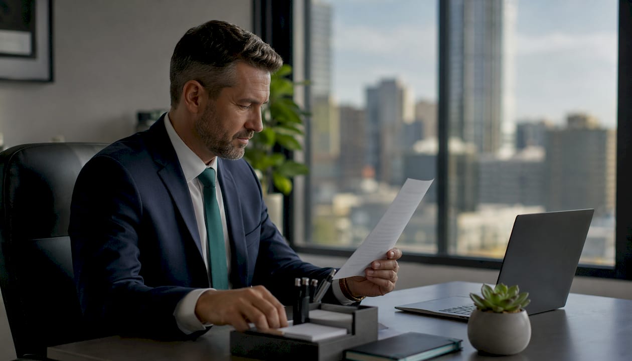 Fleet manager hands reviewing GAP insurance document