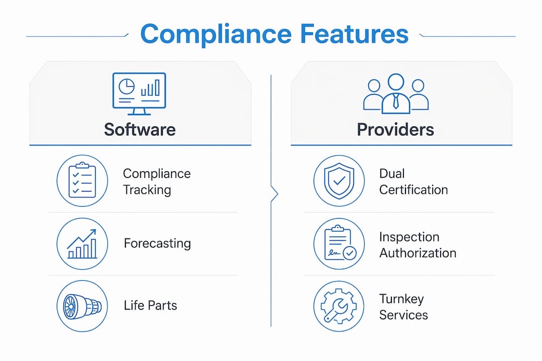 Infographic comparing software and provider compliance features