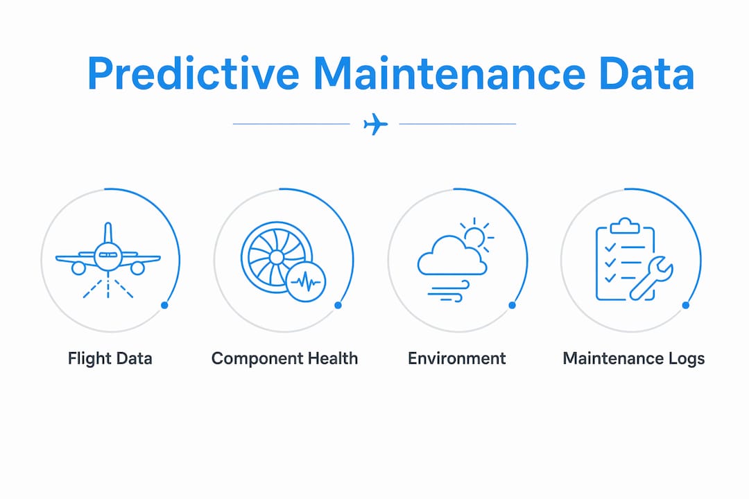 Infographic illustrating key predictive maintenance data types