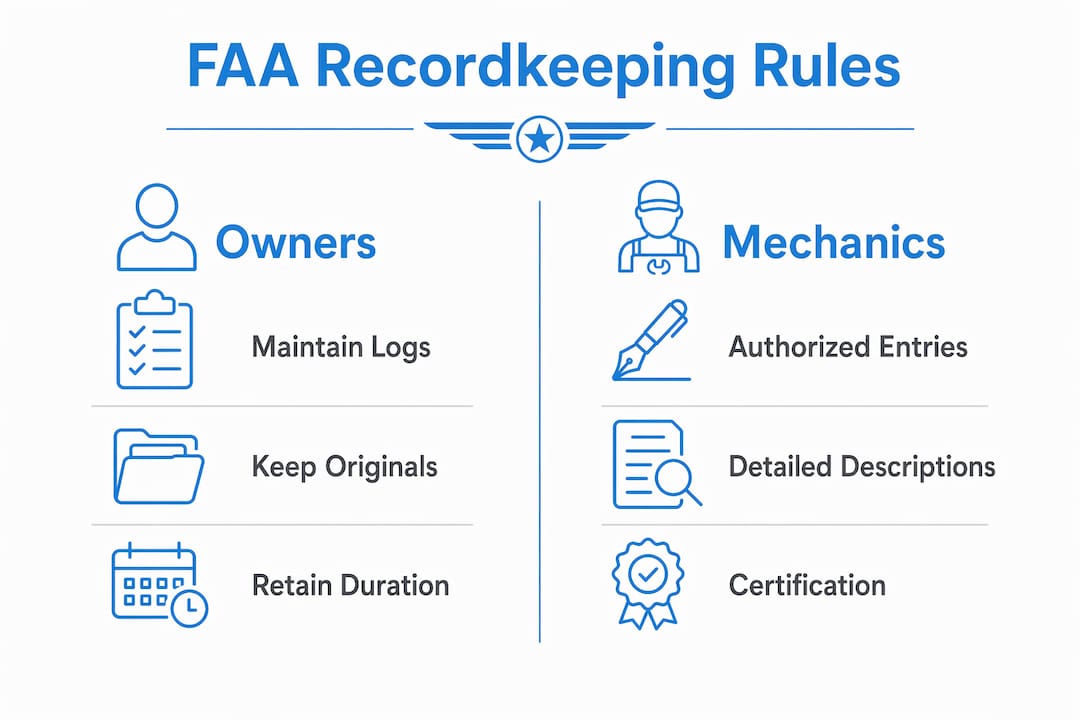 Infographic of FAA aircraft recordkeeping rules