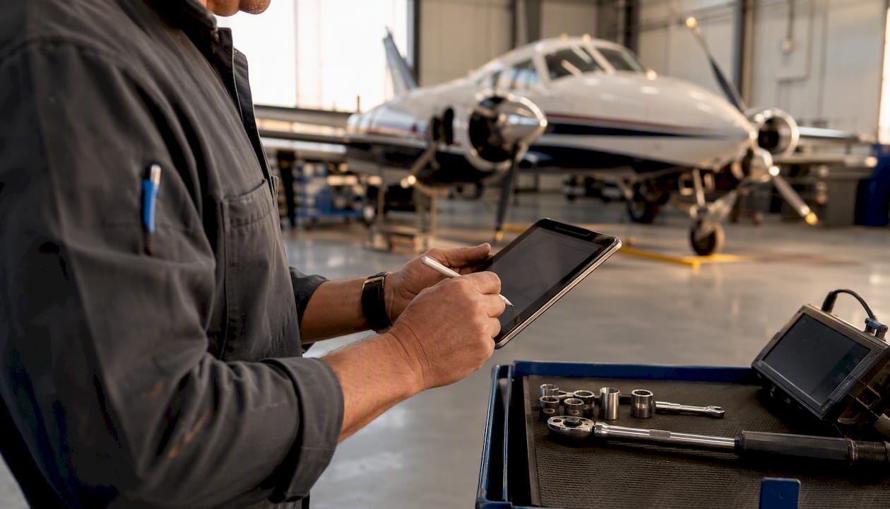 Mechanic signing digital work order tablet