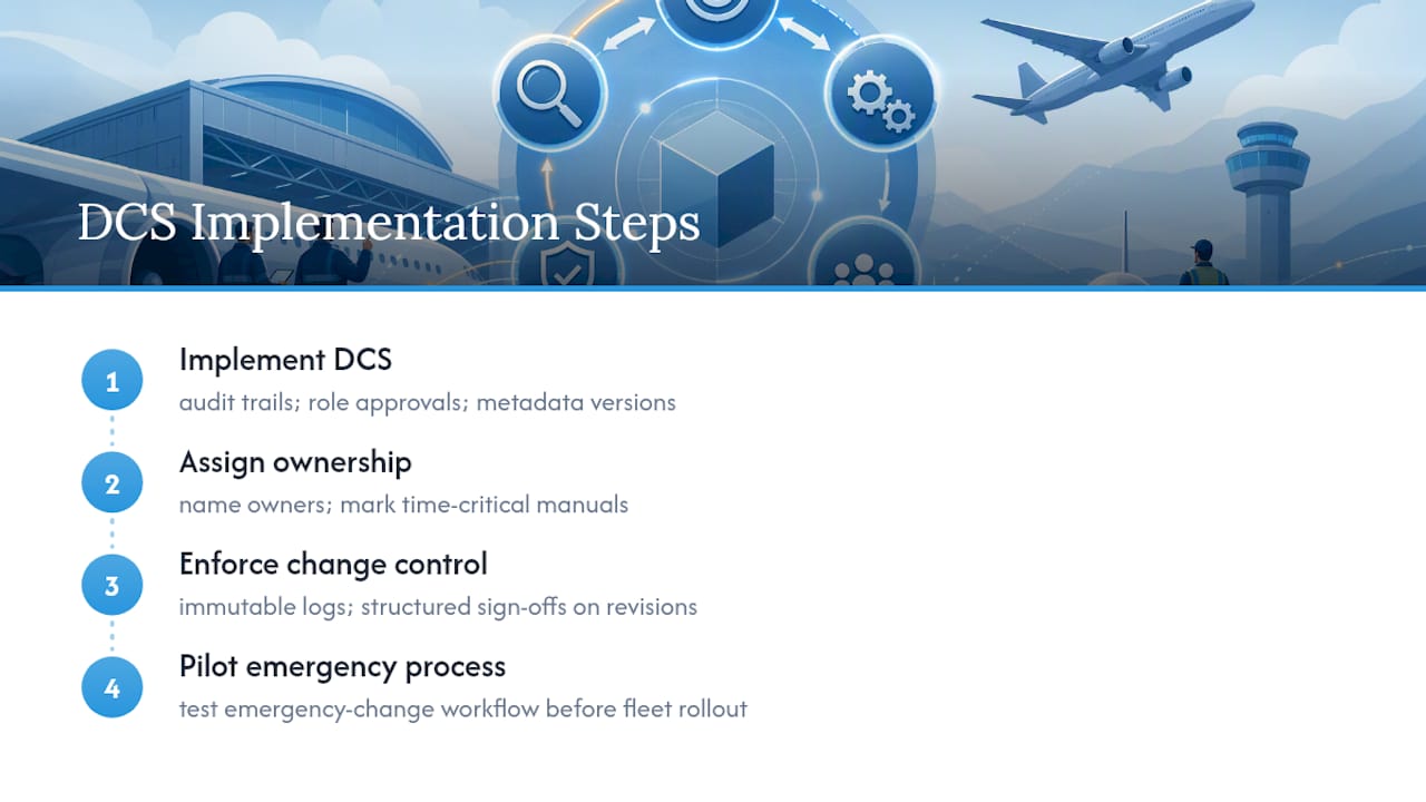 Diagram of key components in aviation document control system