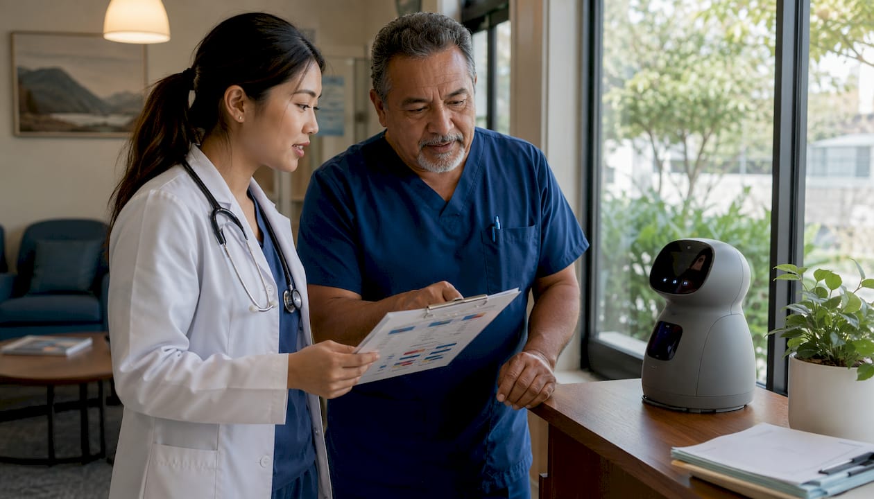 Healthcare staff comparing AI receptionist solutions