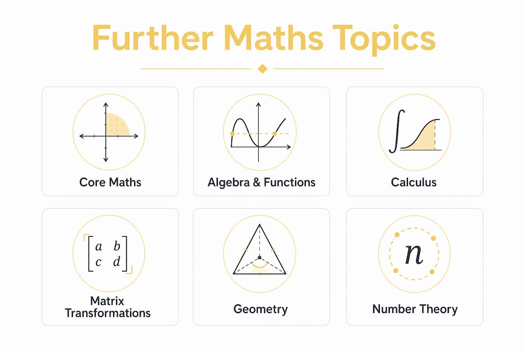 Infographic showing hierarchy of further maths topics
