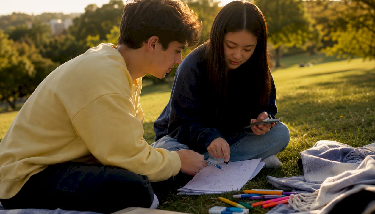 Students working on derivative graph sketching