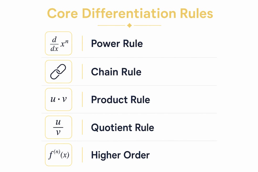 Infographic showing core differentiation rules steps