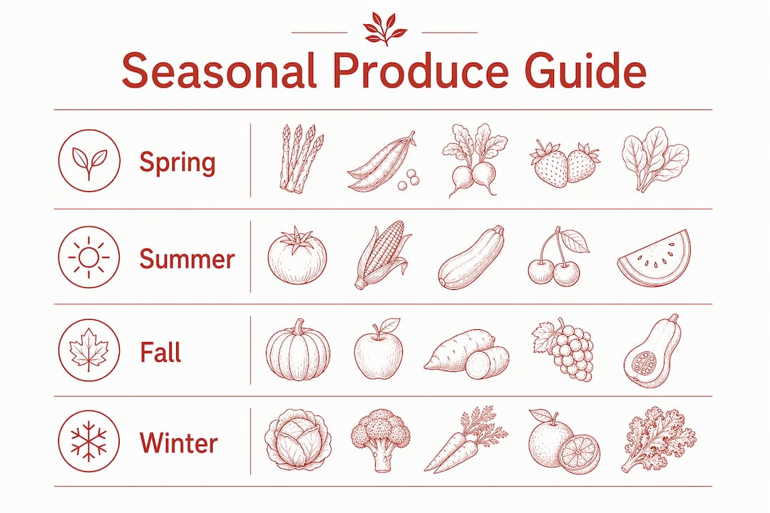Infographic outlining seasonal produce by season