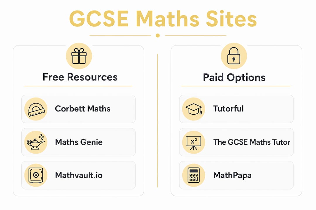 Infographic comparing free vs paid GCSE maths revision sites