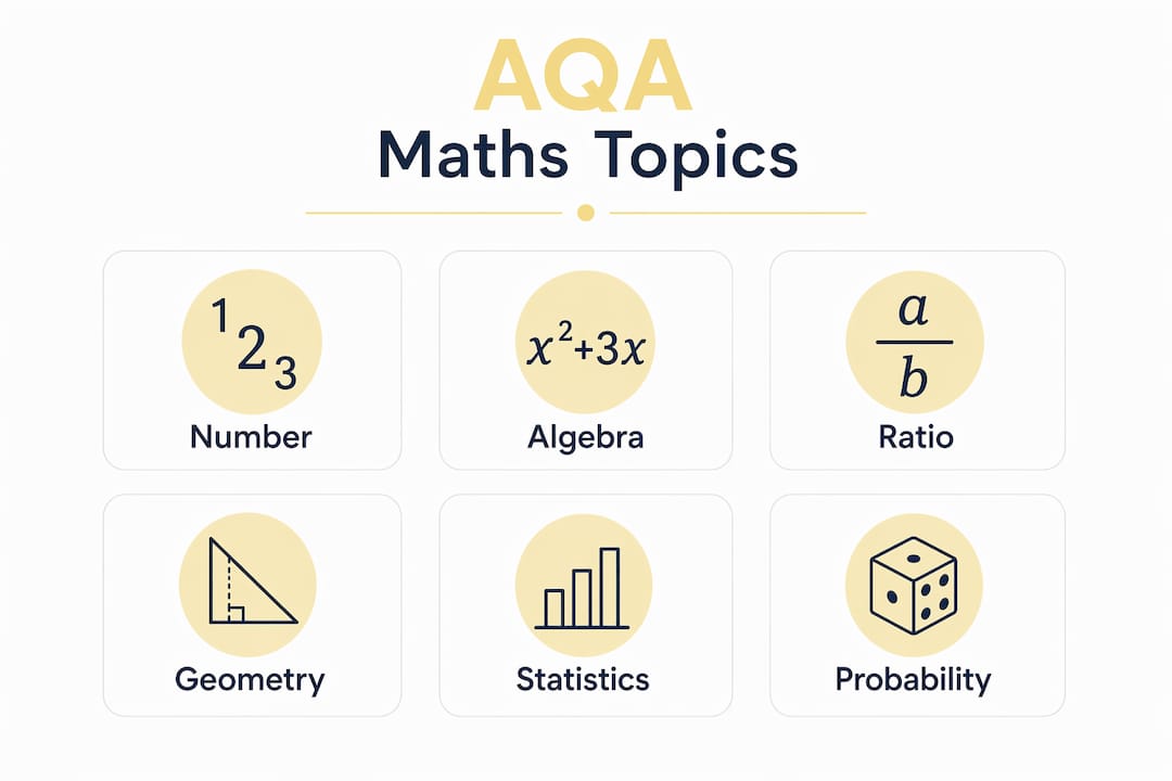 Infographic showing AQA GCSE maths core topic areas