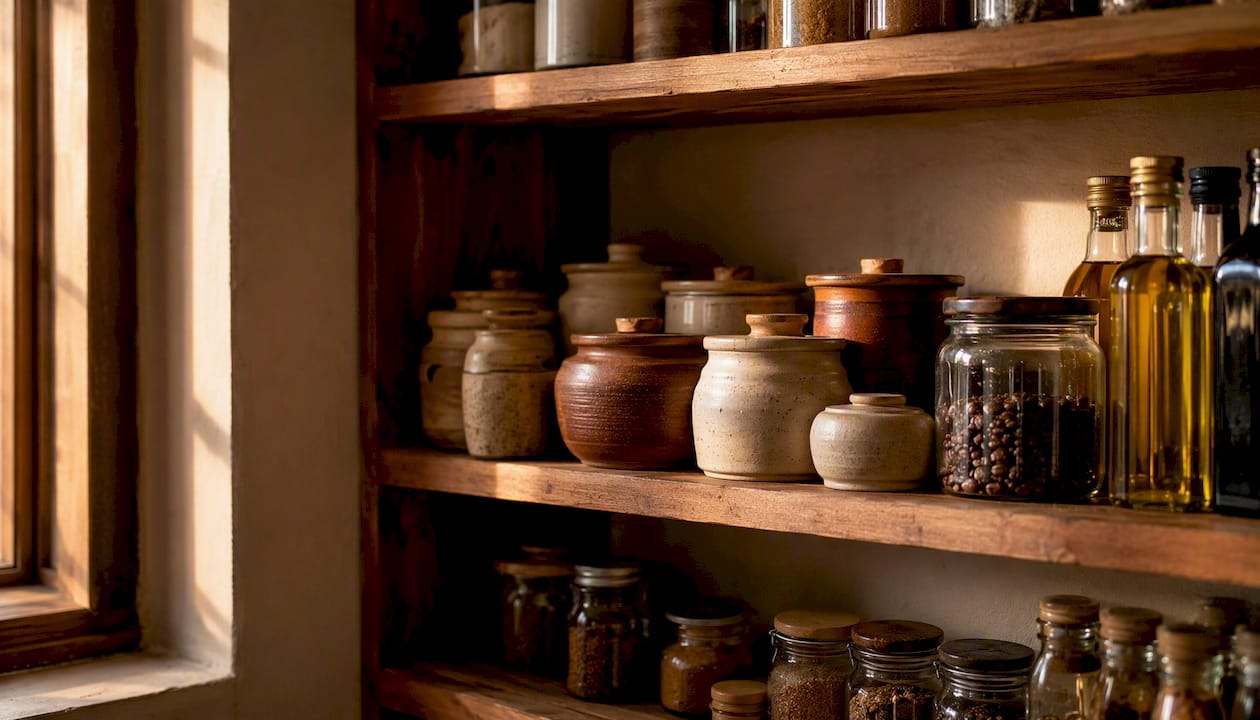 Daily use pantry zone with labeled containers
