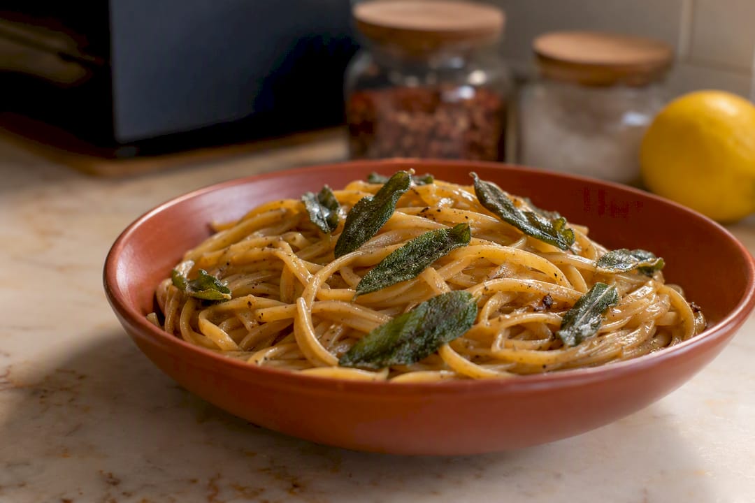 Pasta with brown butter, sage and lemon