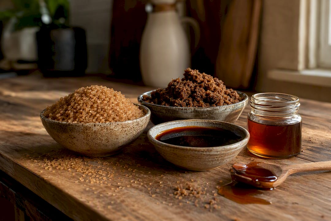 Assortment of brown sugar substitute ingredients
