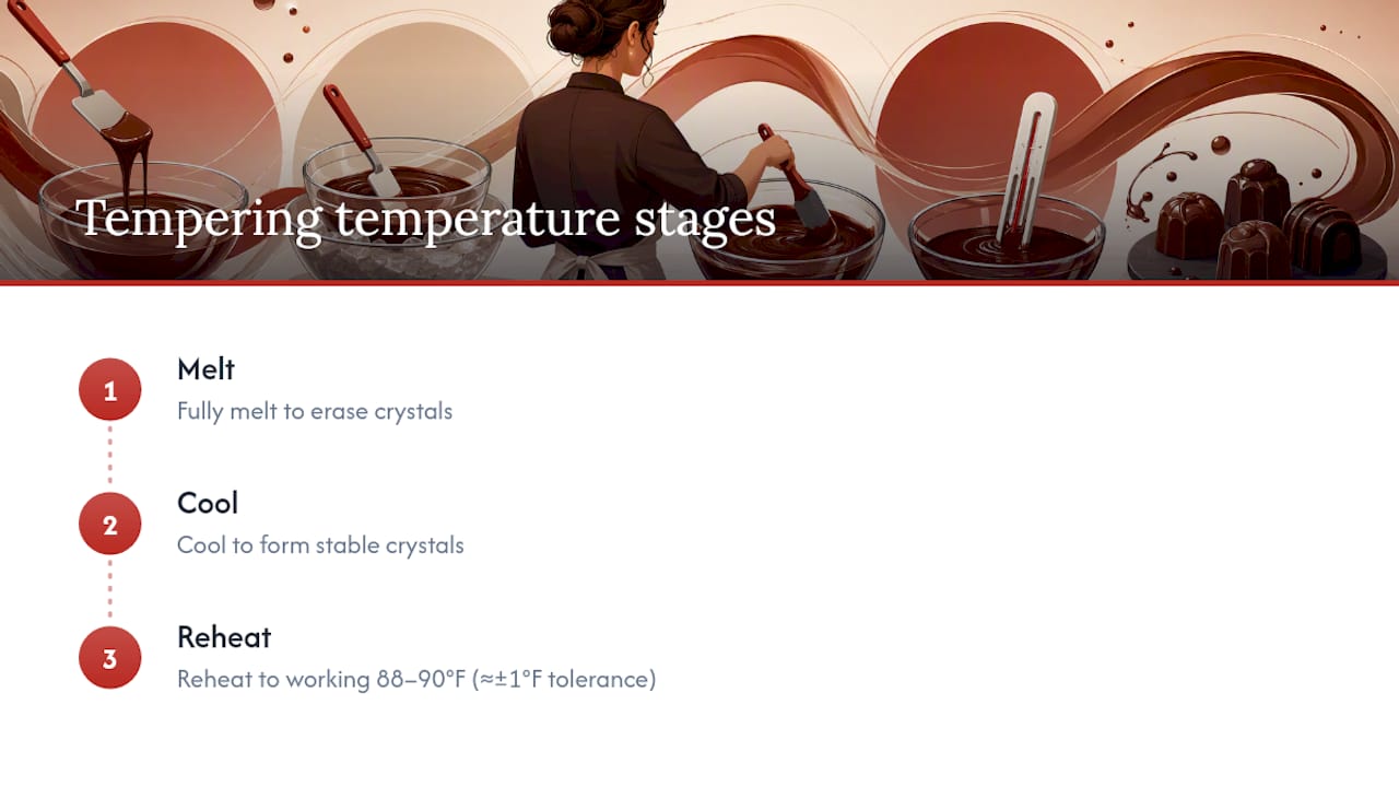 Chocolate tempering temperature stages diagram