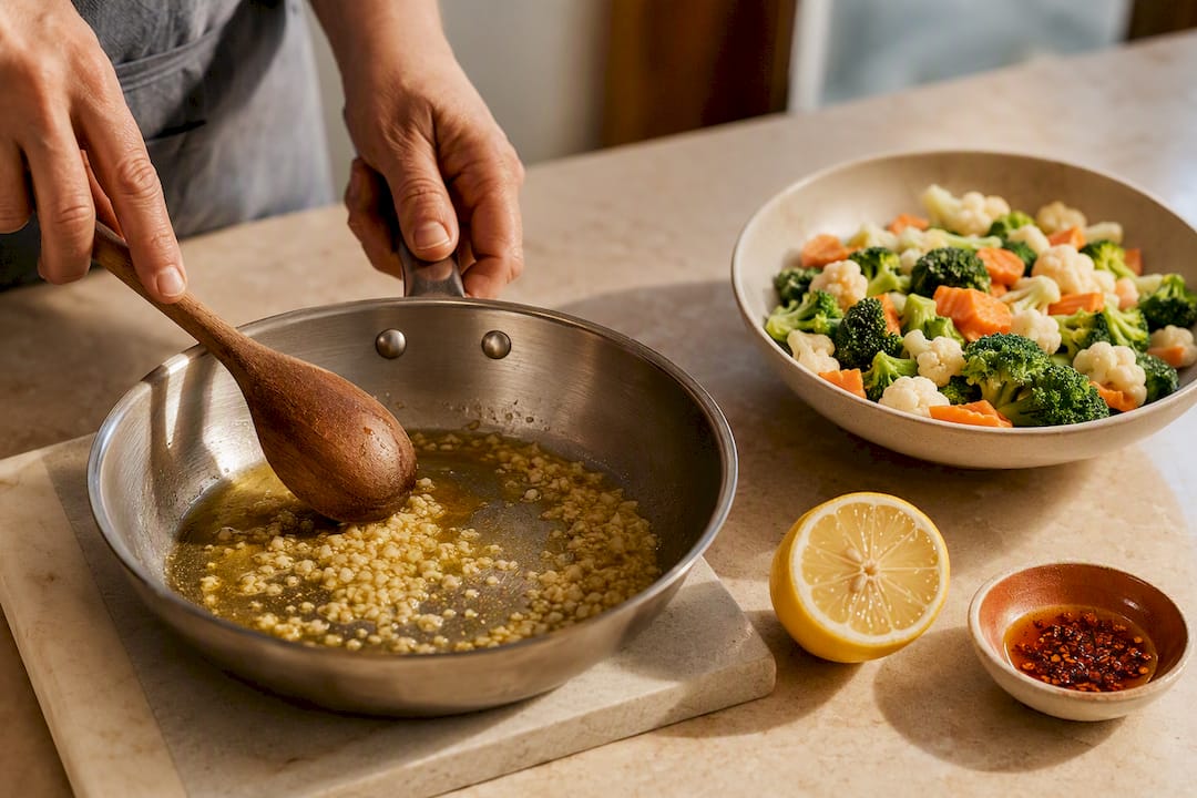 Aromatics seasoning cooked vegetables