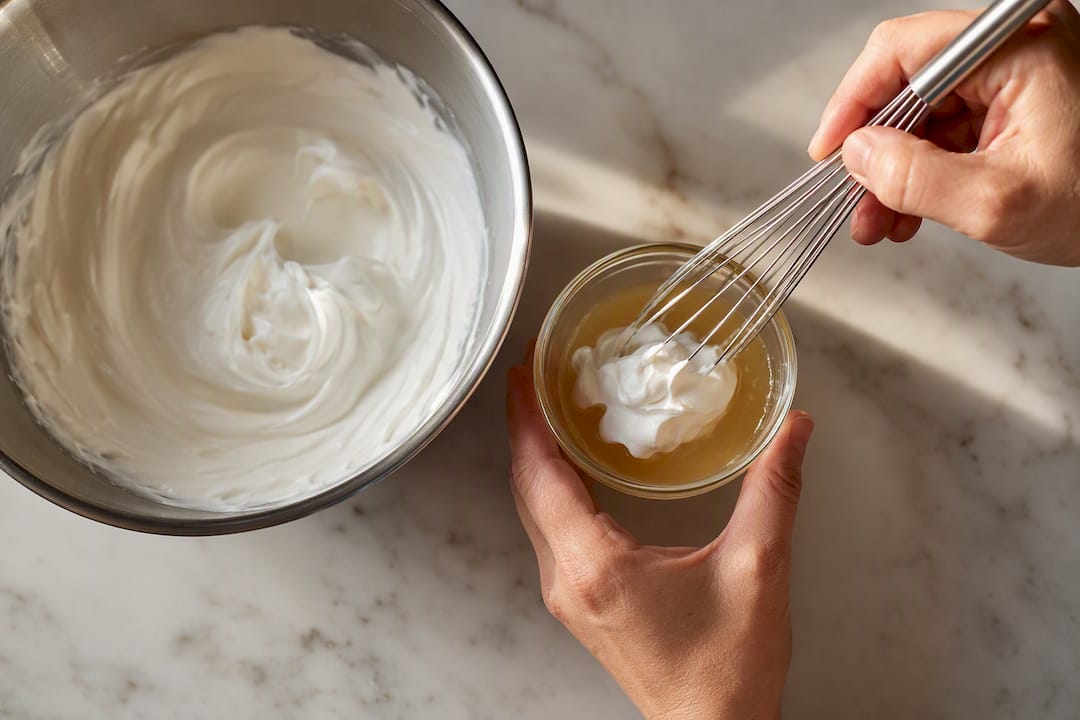 Tempering gelatin with whipped cream