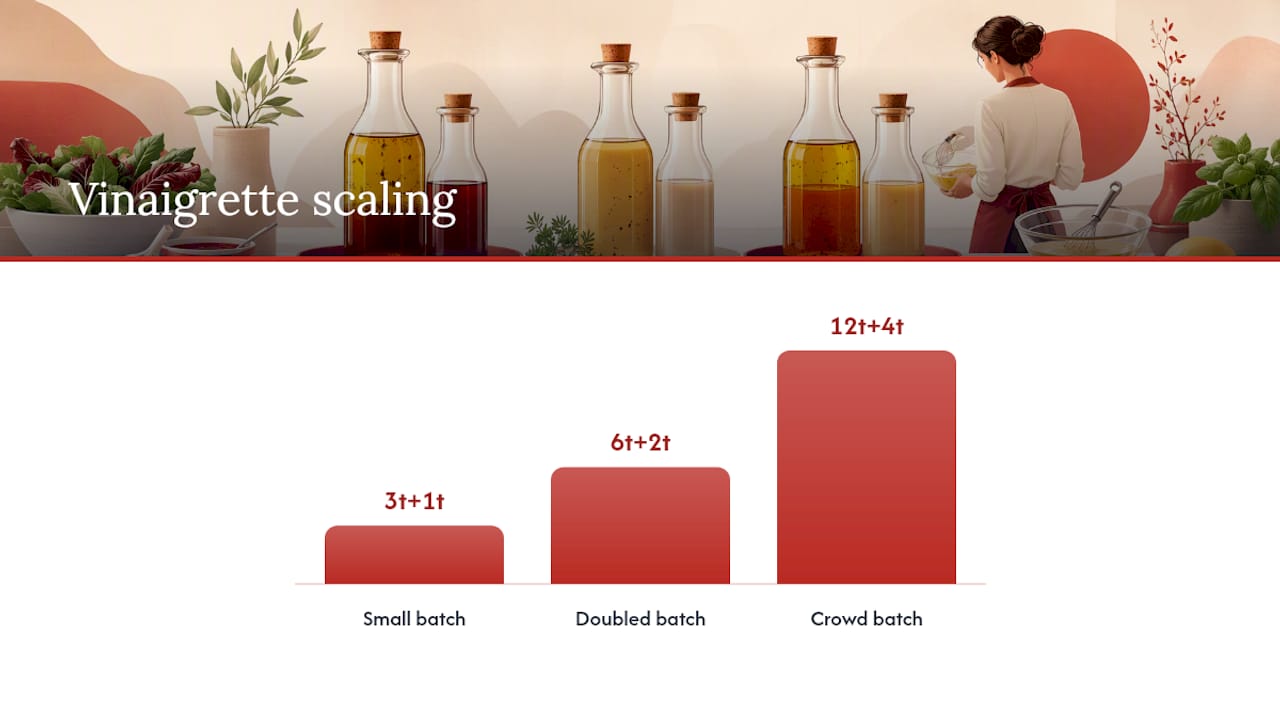 Scaled three-to-one vinaigrette measurements