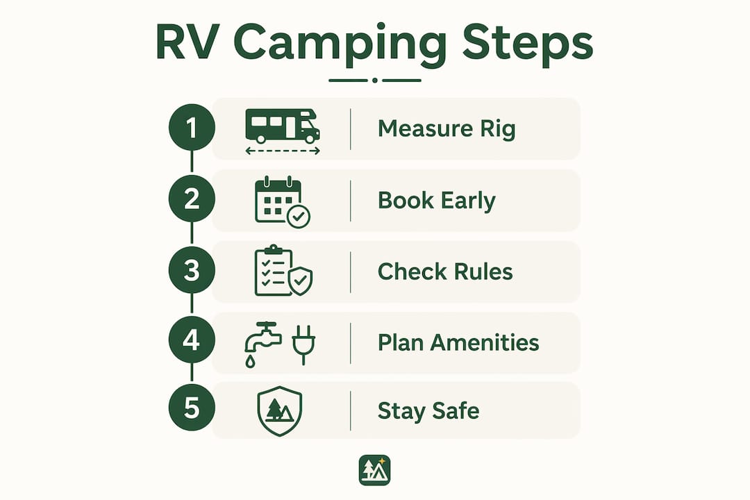 Infographic outlining RV camping preparation steps