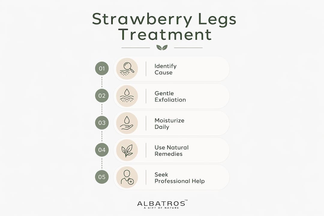 Infographic illustrating strawberry legs treatment steps