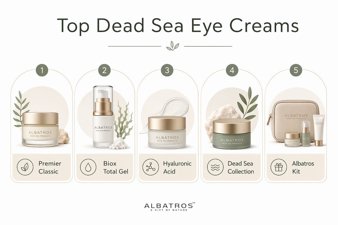 Infographic comparing top Dead Sea eye creams