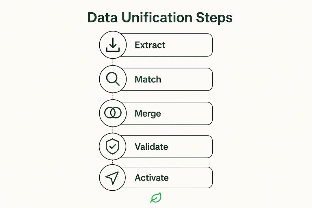 Infographic illustrating customer data unification steps