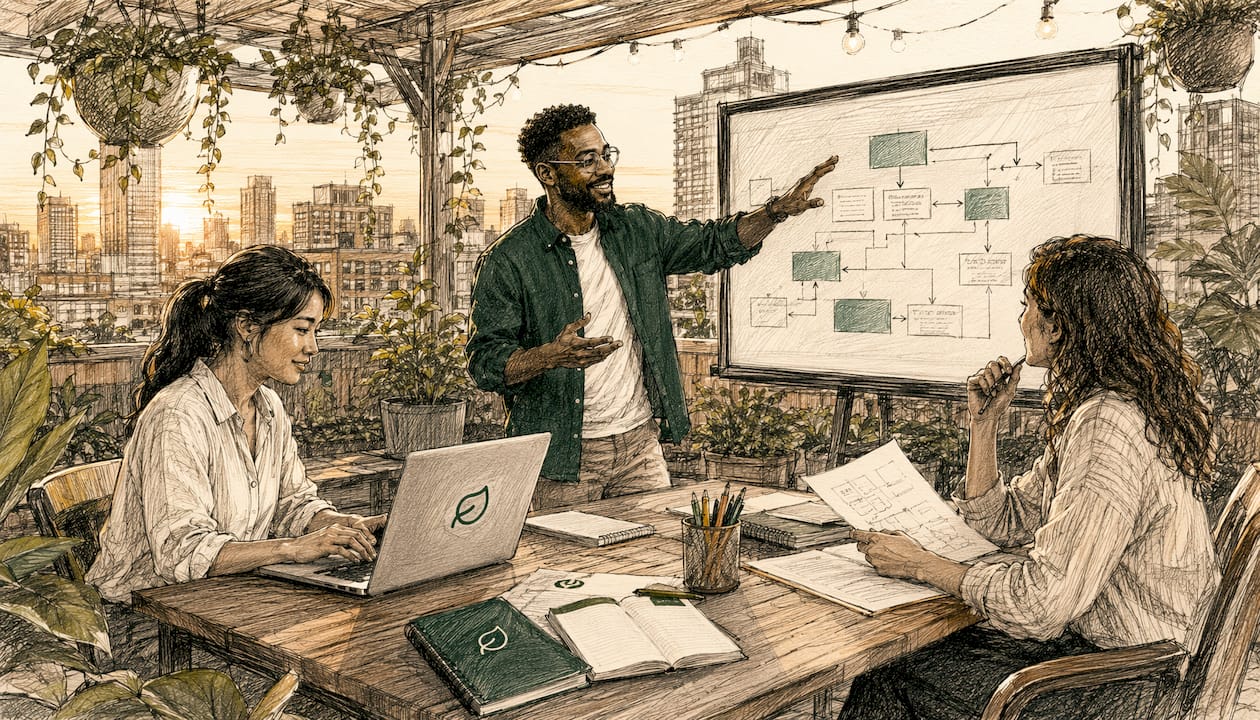 Marketing team discussing automation strategy