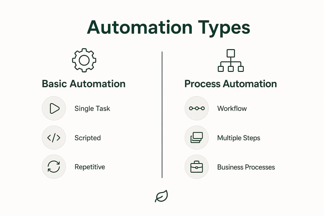 Infographic showing automation types comparison