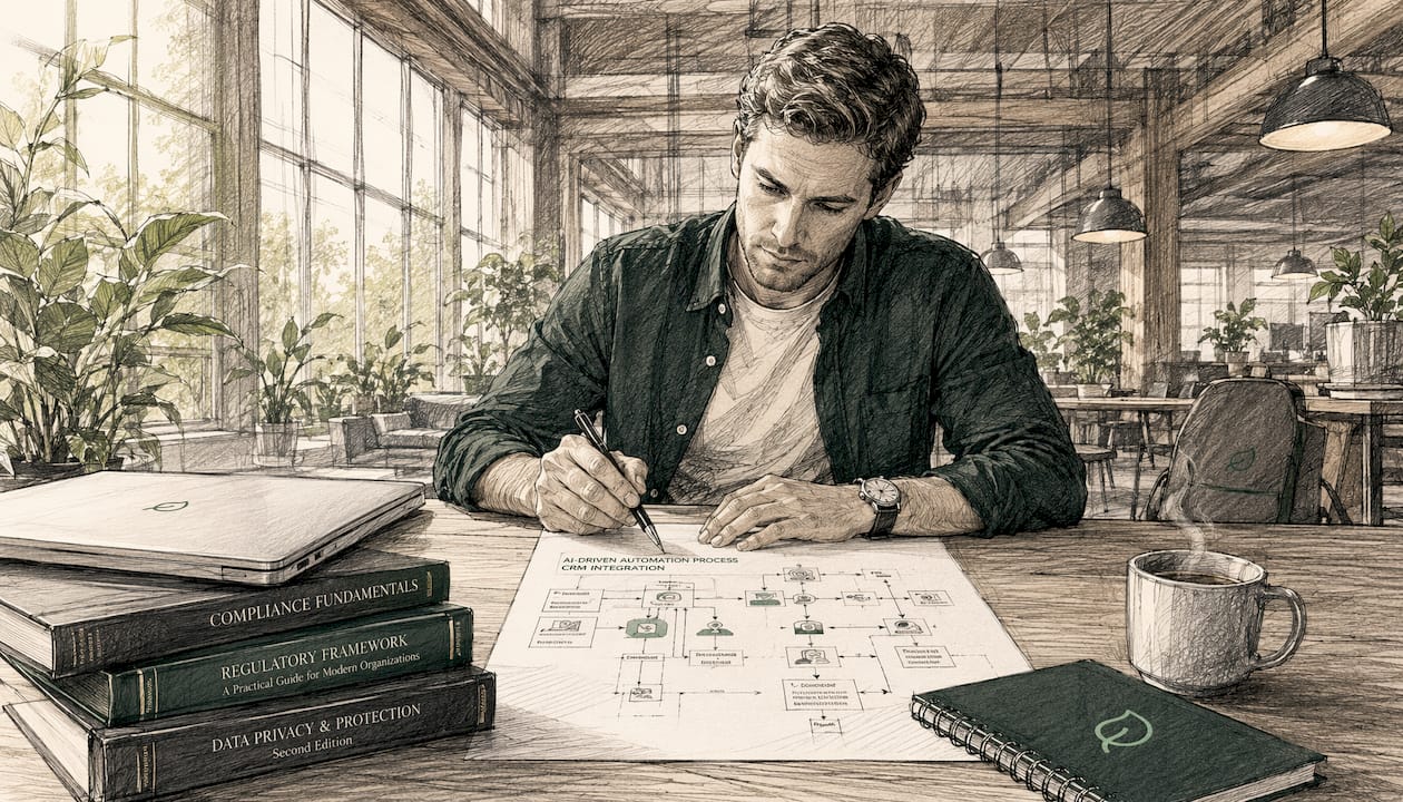 Compliance officer reviewing AI automation process