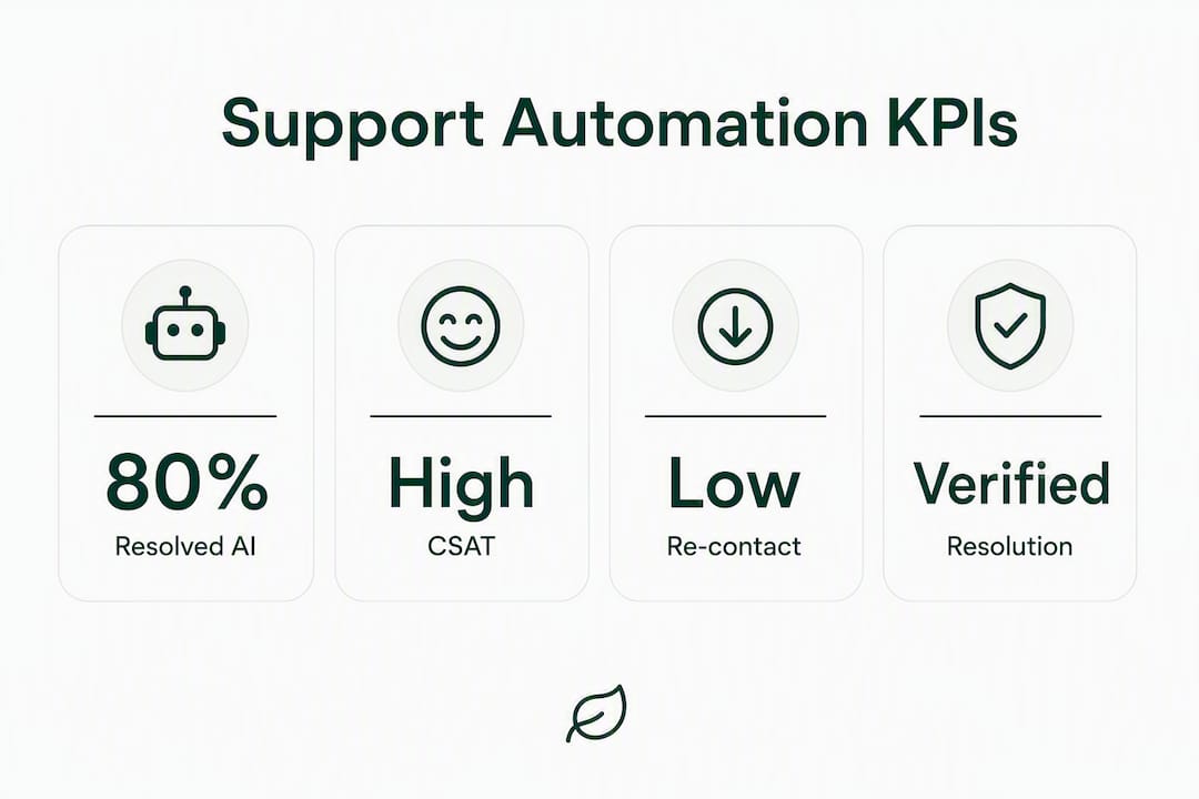 Infographic showing key KPIs for customer support automation
