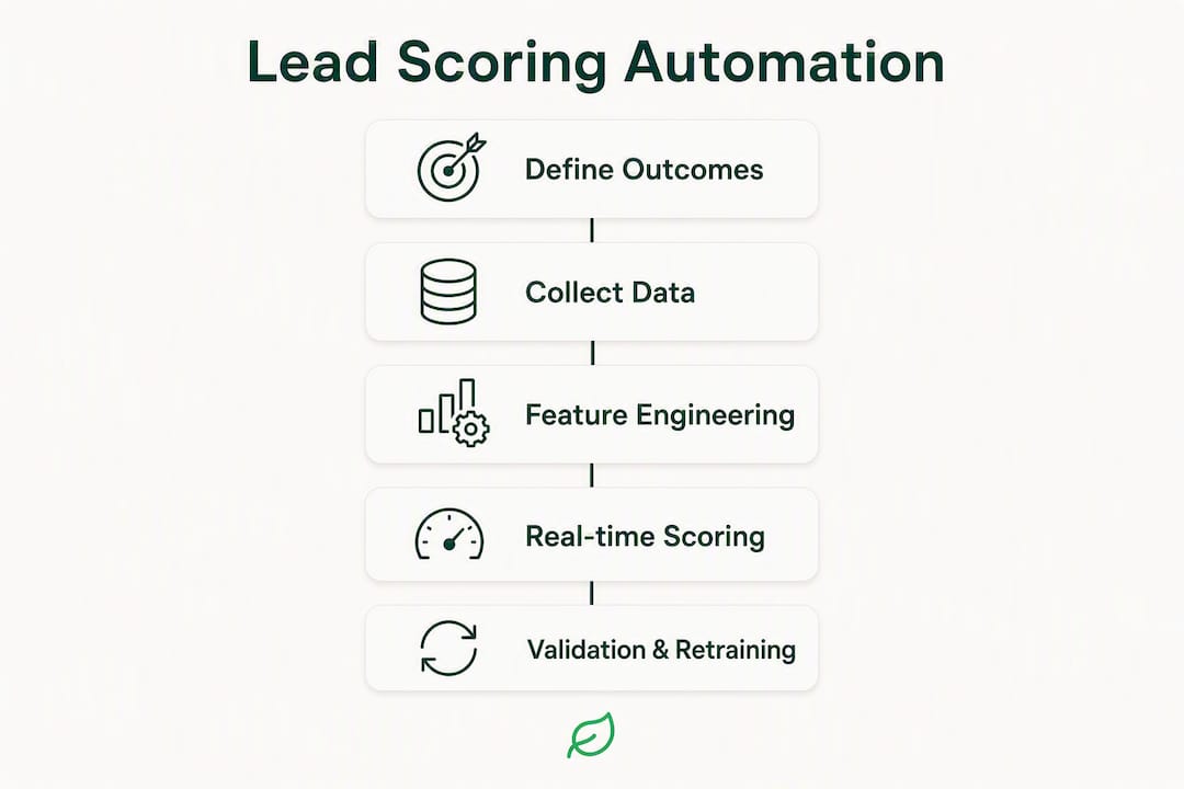 Infographic outlining five phases of lead scoring automation
