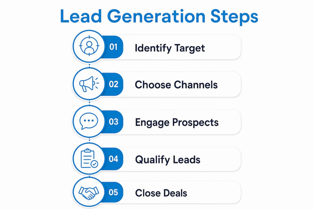 Infographic showing lead generation steps in UK B2B market