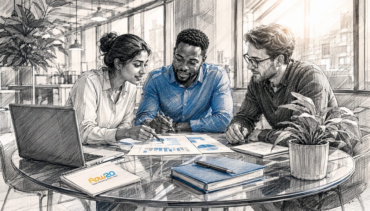 Professionals discussing ecommerce platform comparison