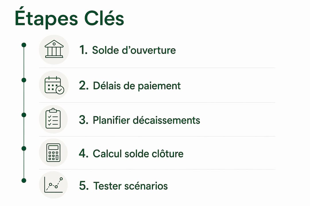 Schéma illustrant les différentes étapes pour anticiper et gérer la trésorerie