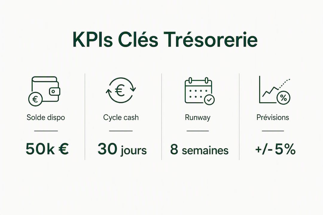 Découvrez en un coup d’œil les quatre indicateurs incontournables pour piloter efficacement la trésorerie de votre PME grâce à notre infographie.
