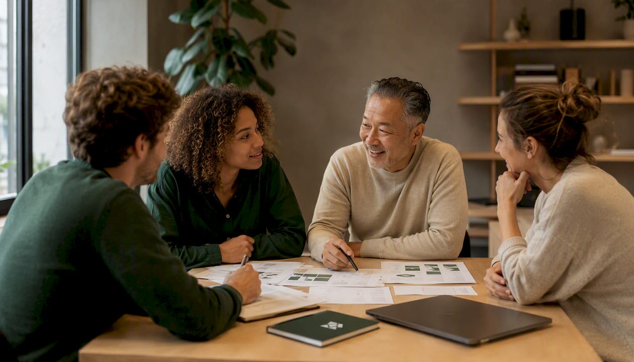 Réunion d’équipe de PME axée sur la gestion financière participative