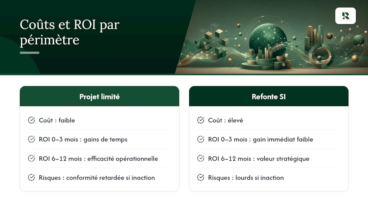 Chronologie des coûts et du retour sur investissement pour la transition vers la finance numérique