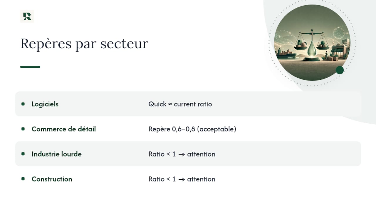 Ratio rapide comparé selon les secteurs