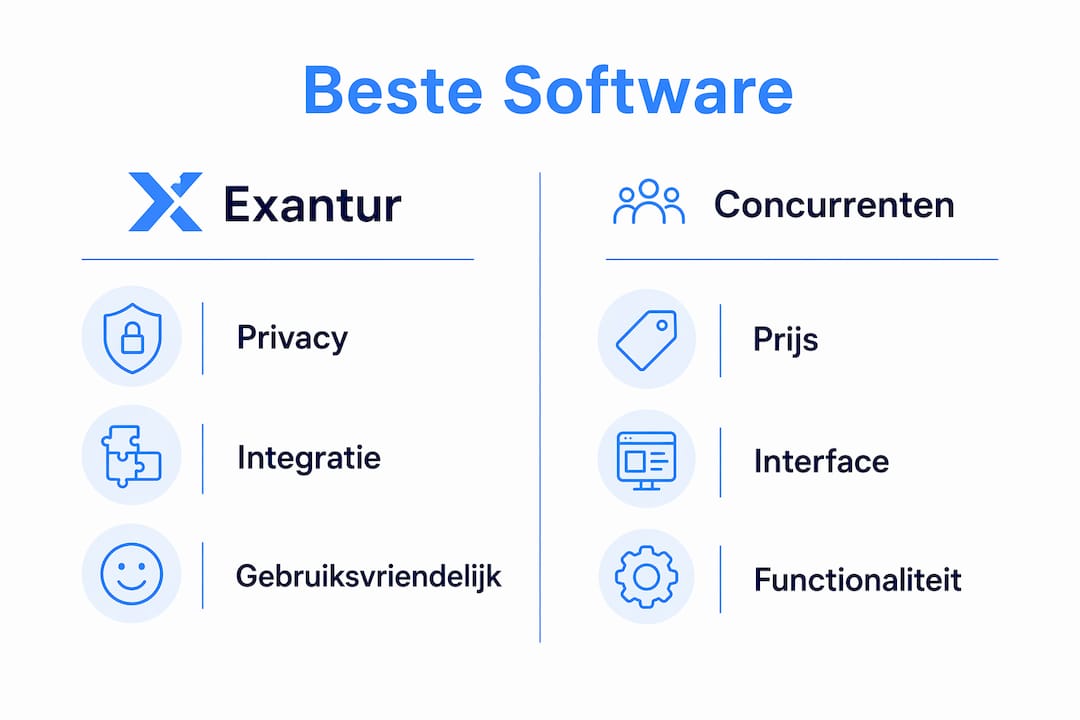 Overzichtelijke infographic met de belangrijkste functies van verschillende coachingsoftware op een rij
