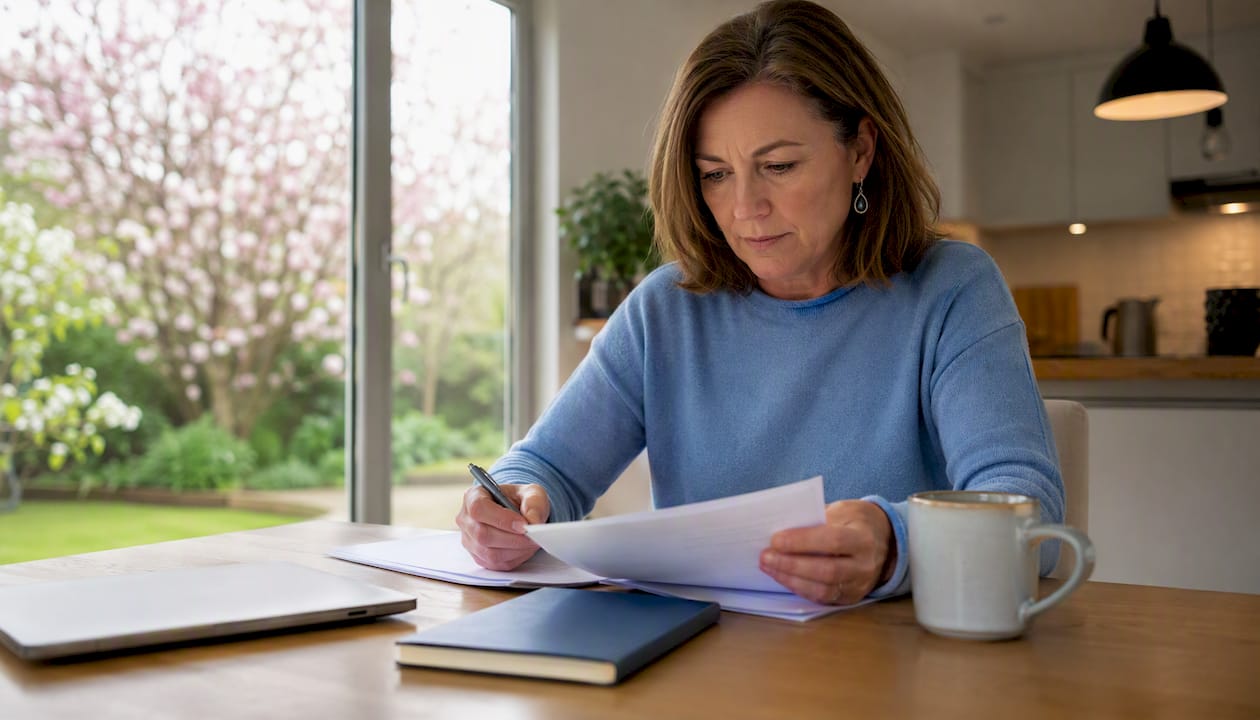 Een coach bekijkt op zijn bureau de documenten om te controleren of alles voldoet aan de AVG-regels.