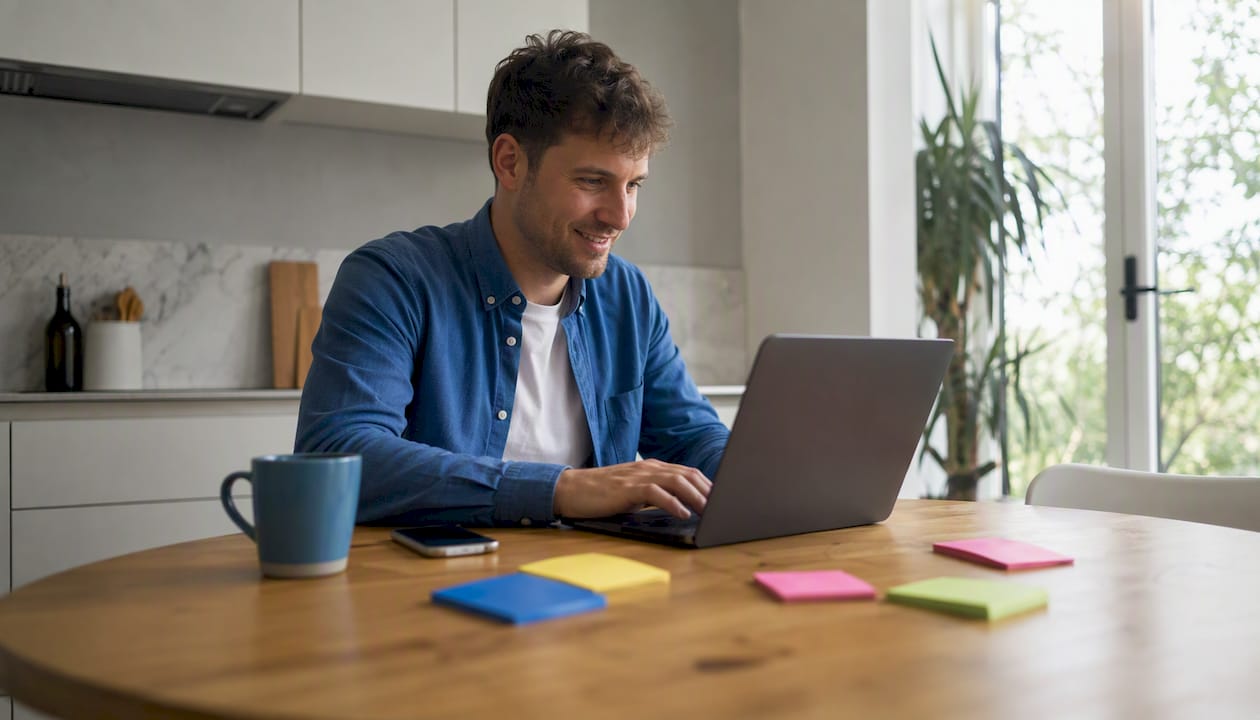 A coach sits at their laptop working on scheduling appointments in a software system.